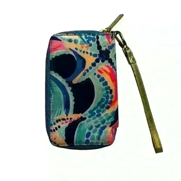 Lilly Pulitzer Tiki Palm Blue Multicolor Wristlet Wallet - Picture 7 of 7